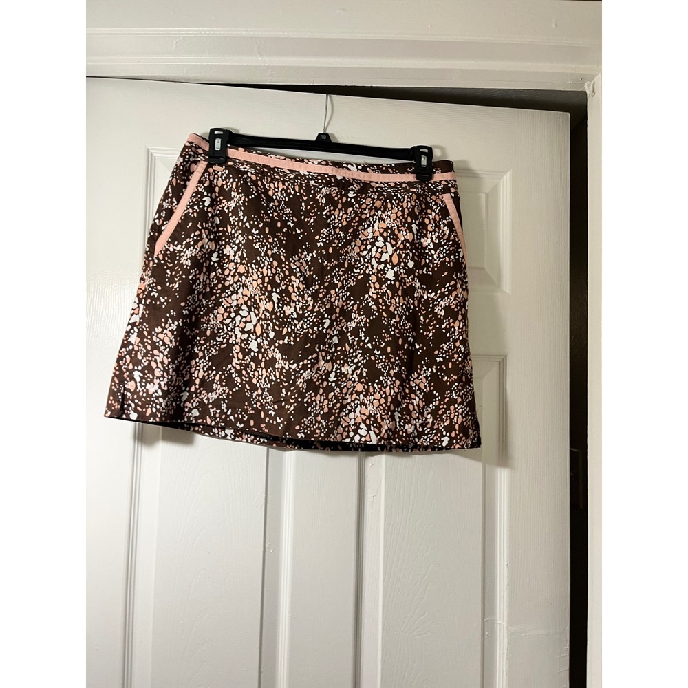 Lizgolf Brown Pink Abstract Pebble Print Athletic Golf Skort Womens 14 Plus Size